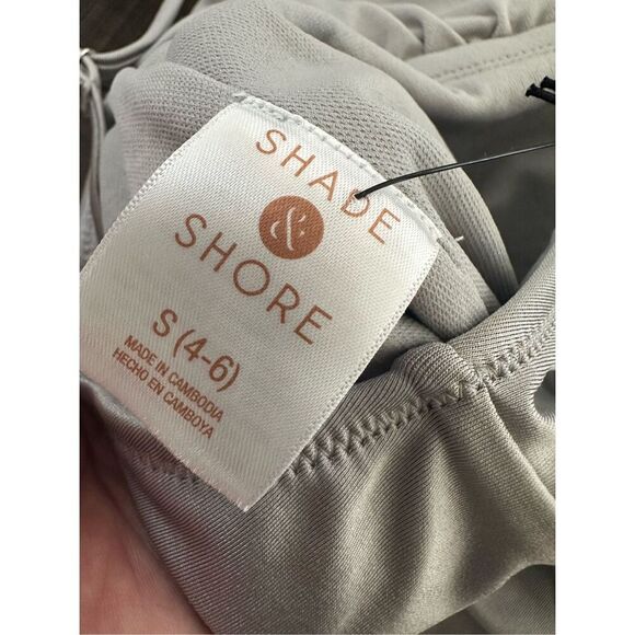 Shade and Shore Silver High Leg Cheeky One Piece Swimsuit Size Small New - Picture 6 of 6